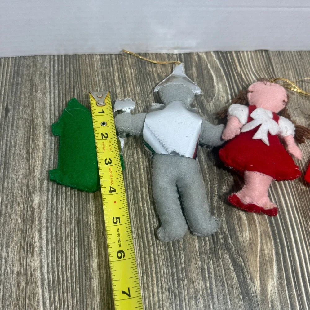 Vintage Felt Christmas Ornaments Lot Tin Man Toy Soldier Dorothy Lantern Japan